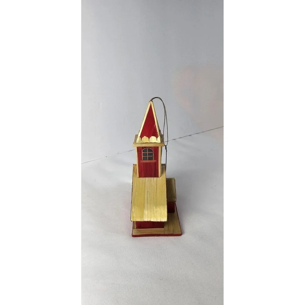Vintage‎ Lillian Vernon Balsa Wood Church Ornament Lacquered Christmas Chapel